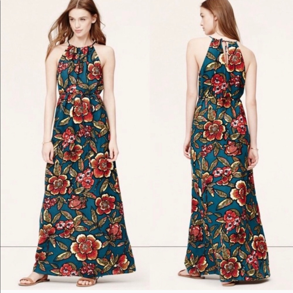 LOFT Tropical Maxi Dress L